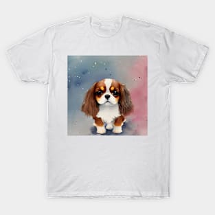 Cute Cavalier King Charles Spaniel Dog Puppy Art 2 T-Shirt